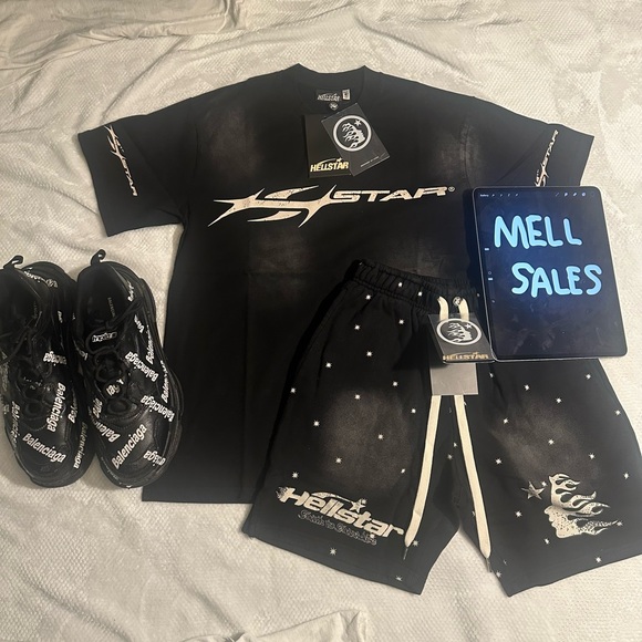 Black Hellstar Shirt and Shorts Set